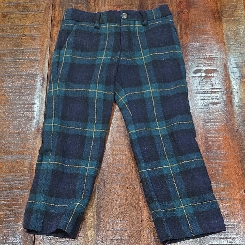 Polo by Ralph Lauren Green Blue Plaid Wool Pants Size 3T